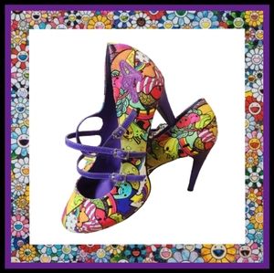 FUNKY ☆ ACRYLICANA ☆ TECHNO COLOR ☆ PURPLE STRAPPY PUMPS ☆ 11 ☆ NWT